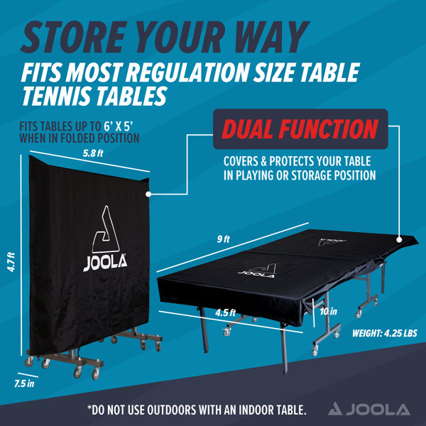 JOOLA Dual Function Indoor/Outdoor Waterproof Table Tennis Table Cover